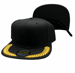 Helmet 6 Panel Negro Laurel Largo Oro