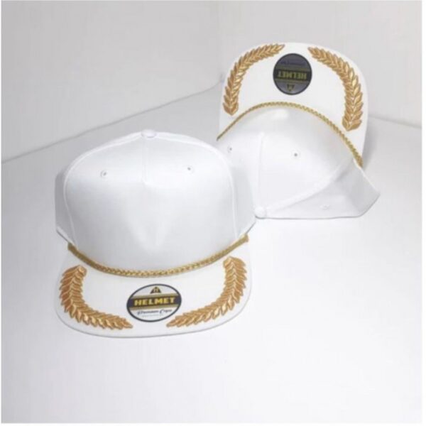 Helmet 5 Panel Blanco Cordon Laureles Oro