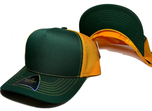 Helmet 5 Panel Trucker Verde Malla Amarillo