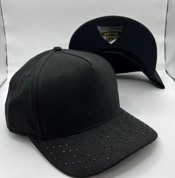 Helmet Gamuza 5 Panel Curva Negro Piedras En Vicera