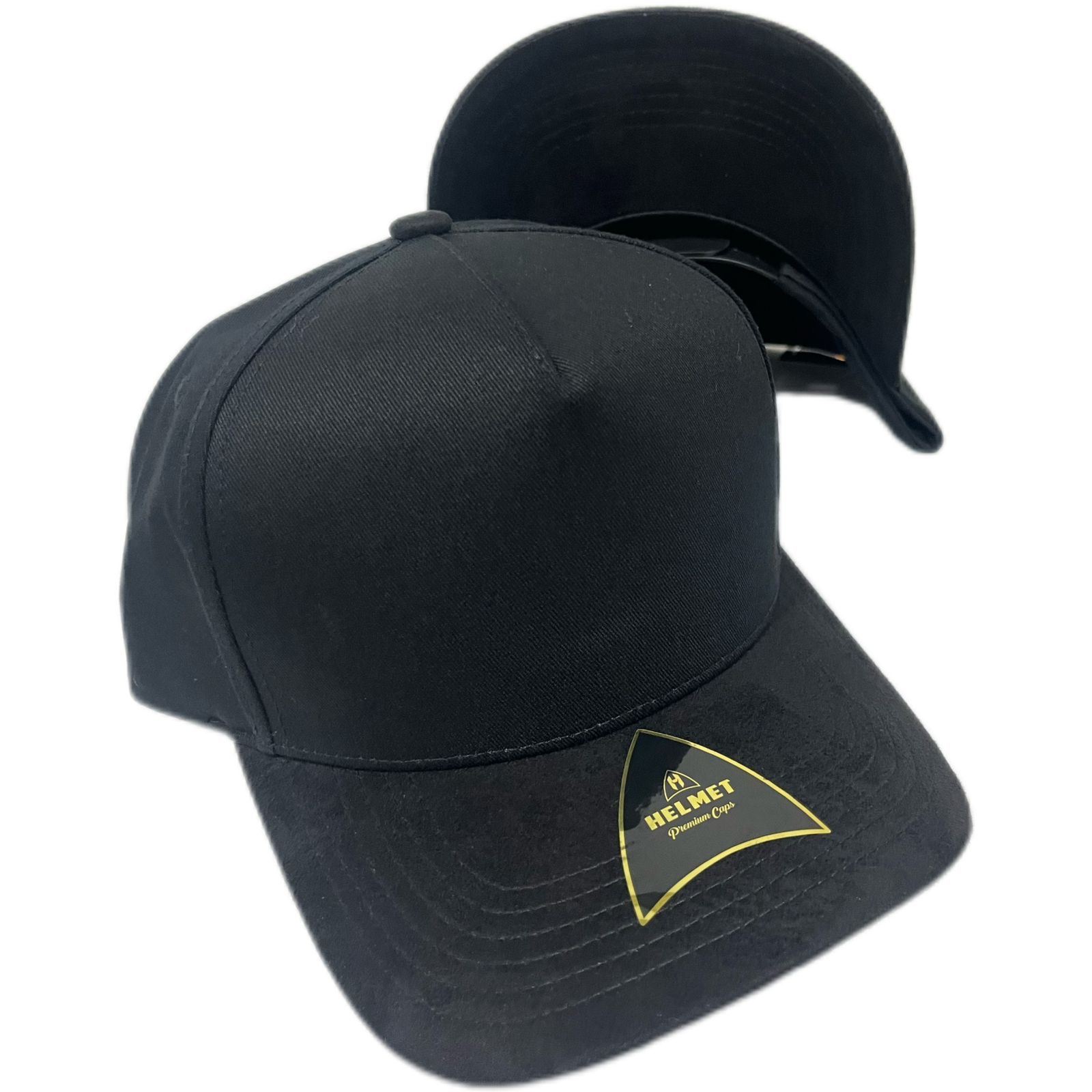 Helmet 5 Panel Negro Algodón con Vicera Gamuza