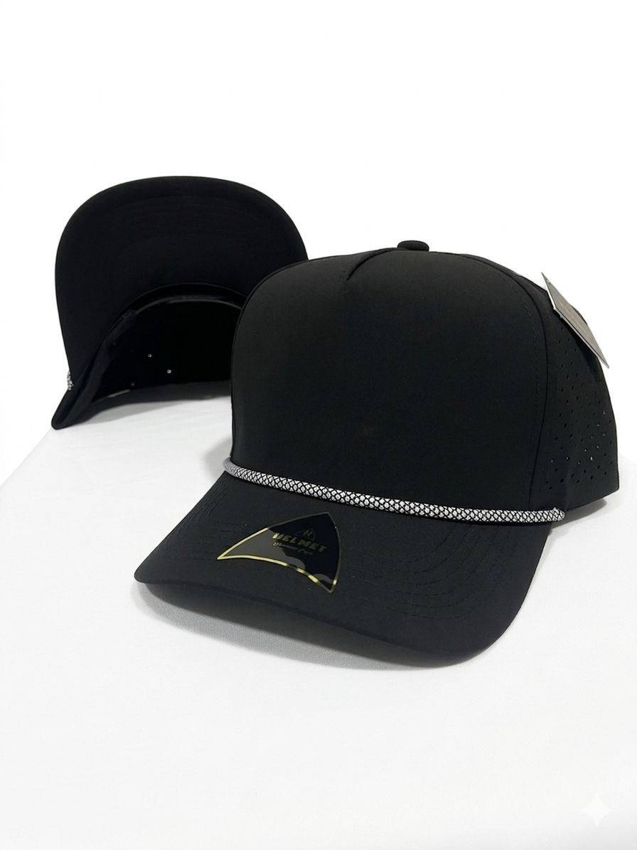 Helmet Dryfit Laser Cuerda 5Panel Negro