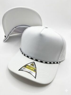 Helmet Dryfit Laser Cuerda 5Panel Blanco