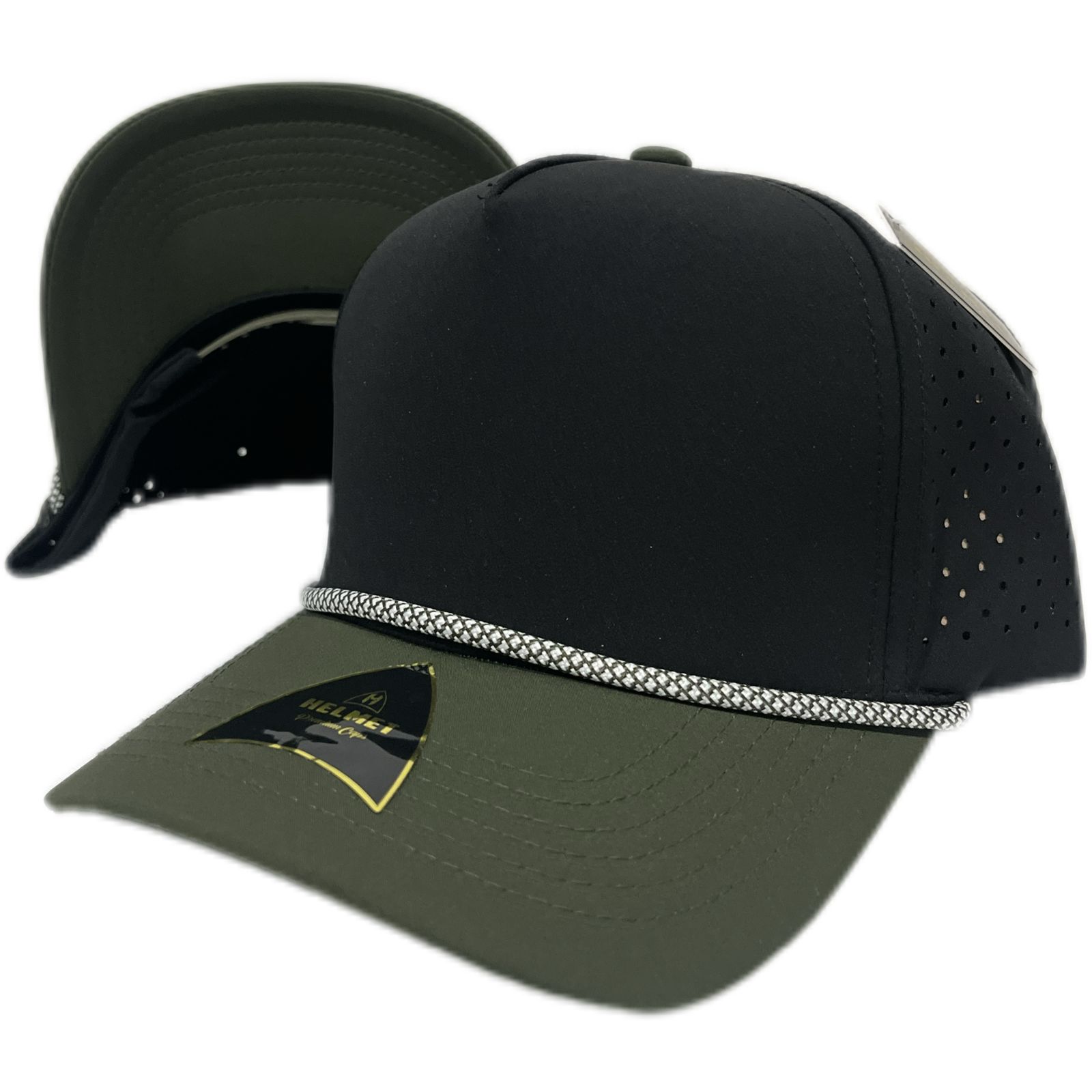 Helmet Dryfit Laser Cuerda 5Panel Negro-Verde