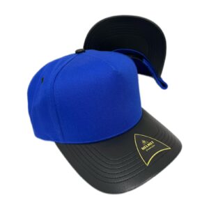 Helmet 5 Panel Azul Curva Vicera Tipo Piel