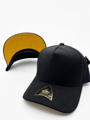 Helmet Gamuza 5 Panel Suede Curva Negro Con Under Amarillo