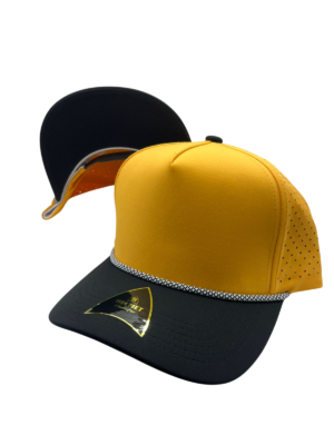 Helmet Dryfit Laser Cuerda 5Panel Amarillo con Negro