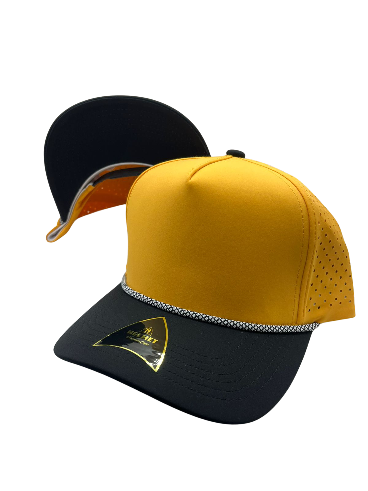 Helmet Dryfit Laser Cuerda 5Panel Amarillo con Negro