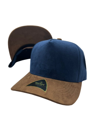 Helmet Gamuza 5 Panel Suede Curva Marino con Cafe
