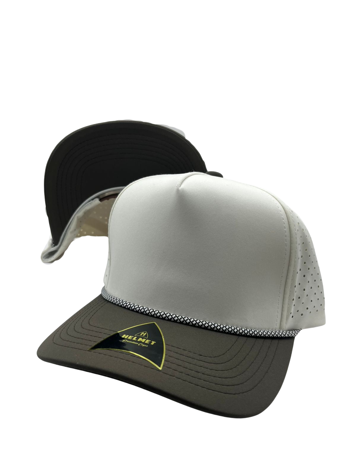 Helmet Dryfit Laser Cuerda 5Panel Natural con Cafe
