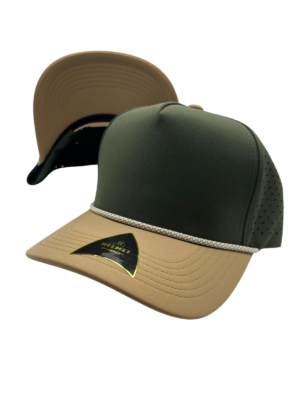 Helmet Dryfit Laser Cuerda 5Panel Verde con Beige